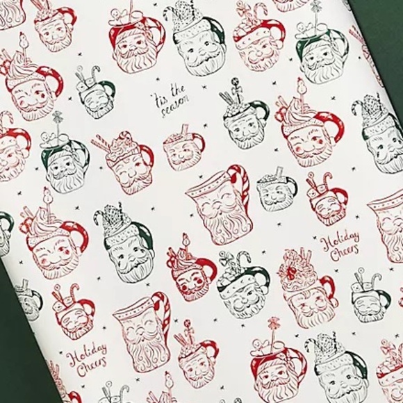 NWT Anthropologie Louise Pretzel Santa Christmas Gift Wrap Wrapping Paper - Picture 2 of 2
